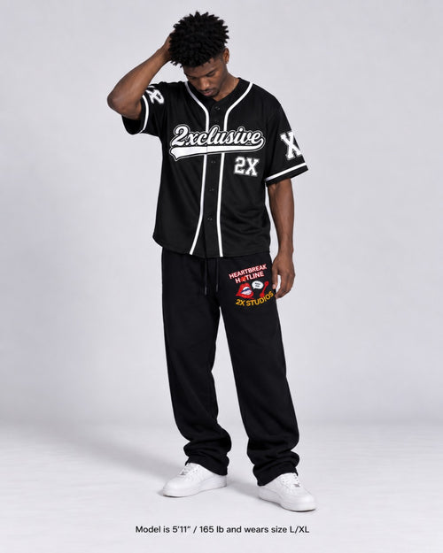 Model wearing 2X Baseball Jersey