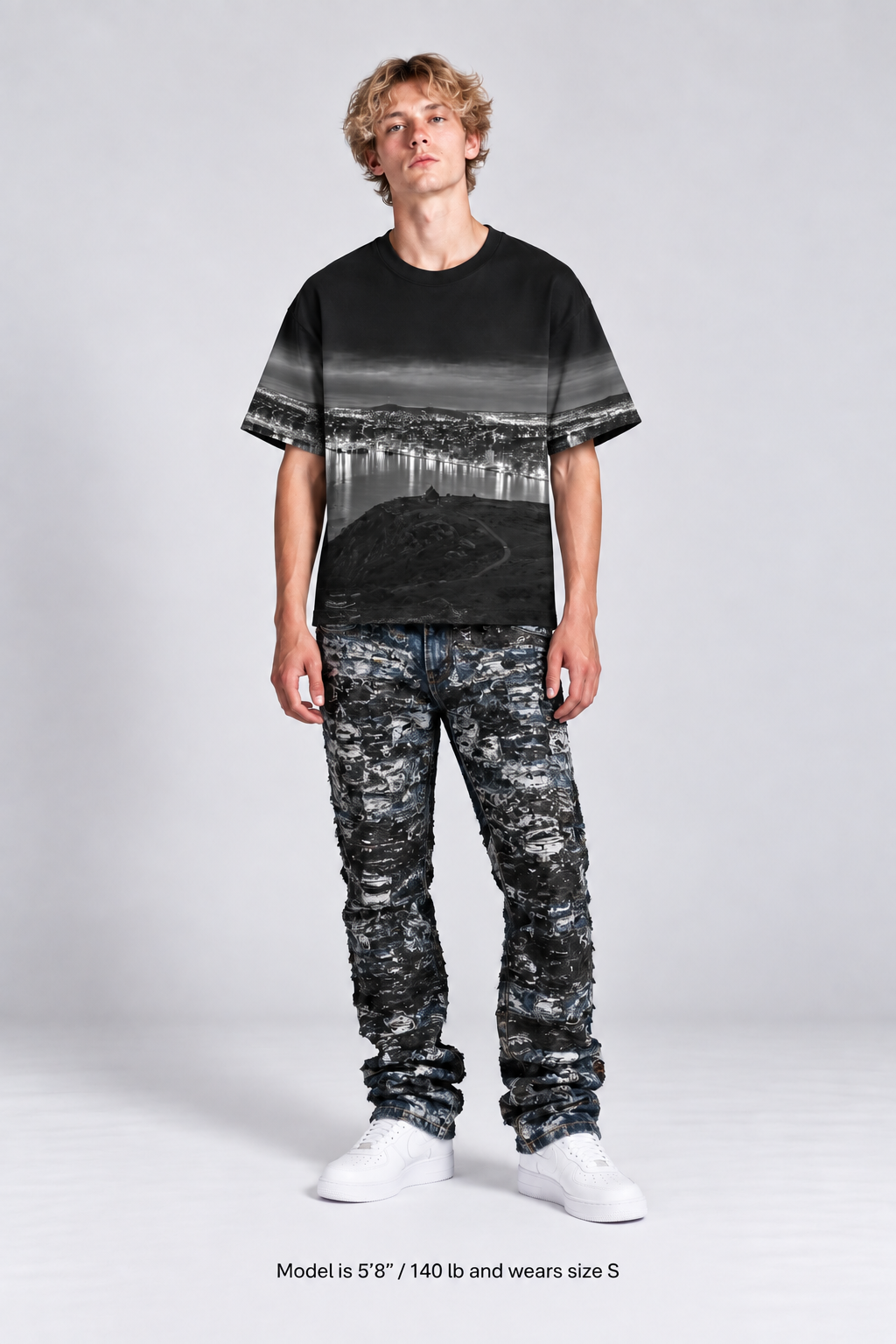 Model wearing After Dark shirt